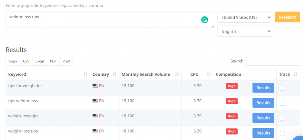 Tipps zum Abnehmen seoptimer Keyword-Recherche